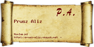 Prusz Aliz névjegykártya